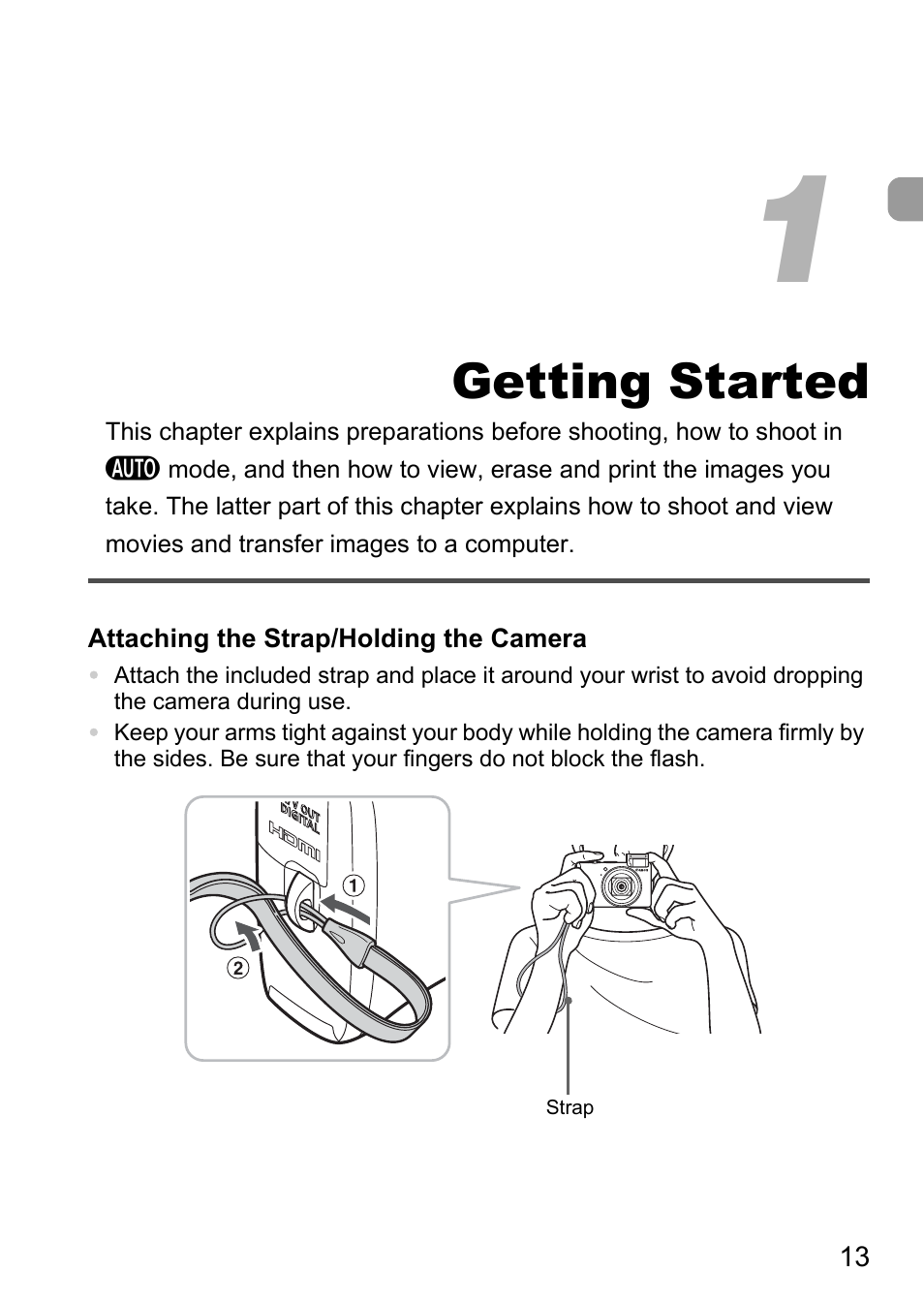 1 getting started, Getting started | Canon SX200 LS User Manual | Page 13 / 168