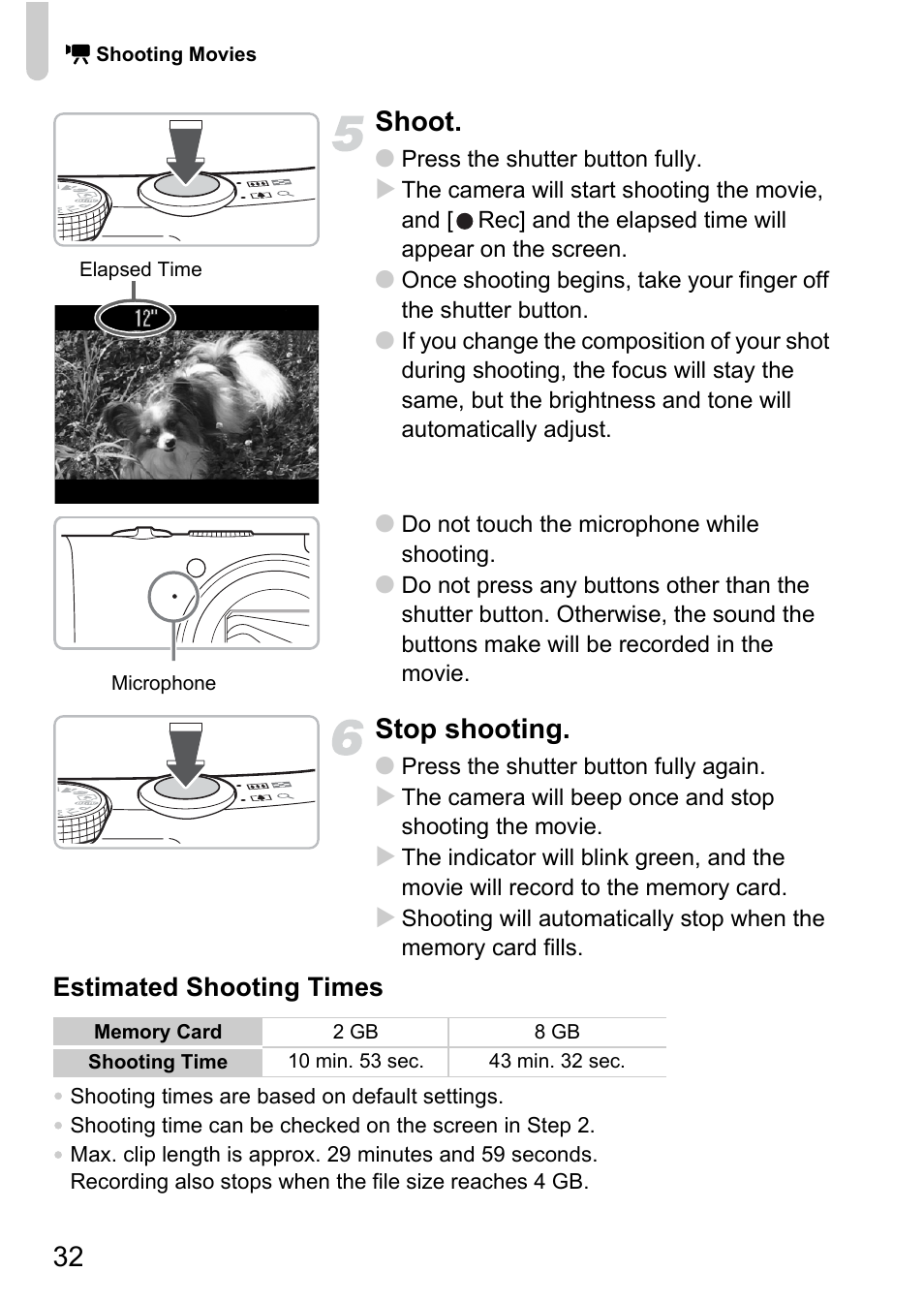 32 shoot, Stop shooting | Canon SX200 LS User Manual | Page 32 / 168