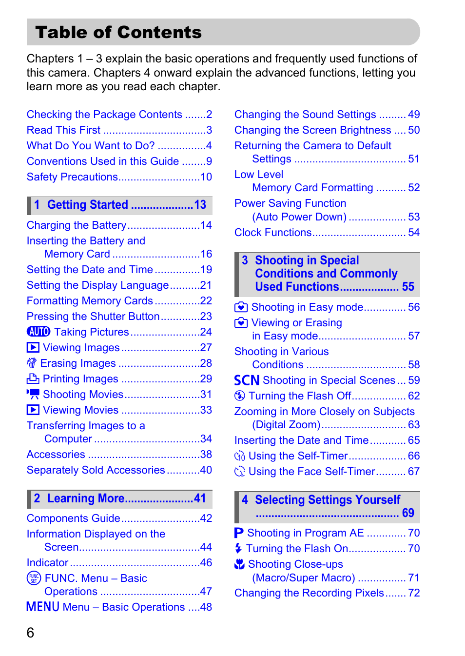 Canon SX200 LS User Manual | Page 6 / 168