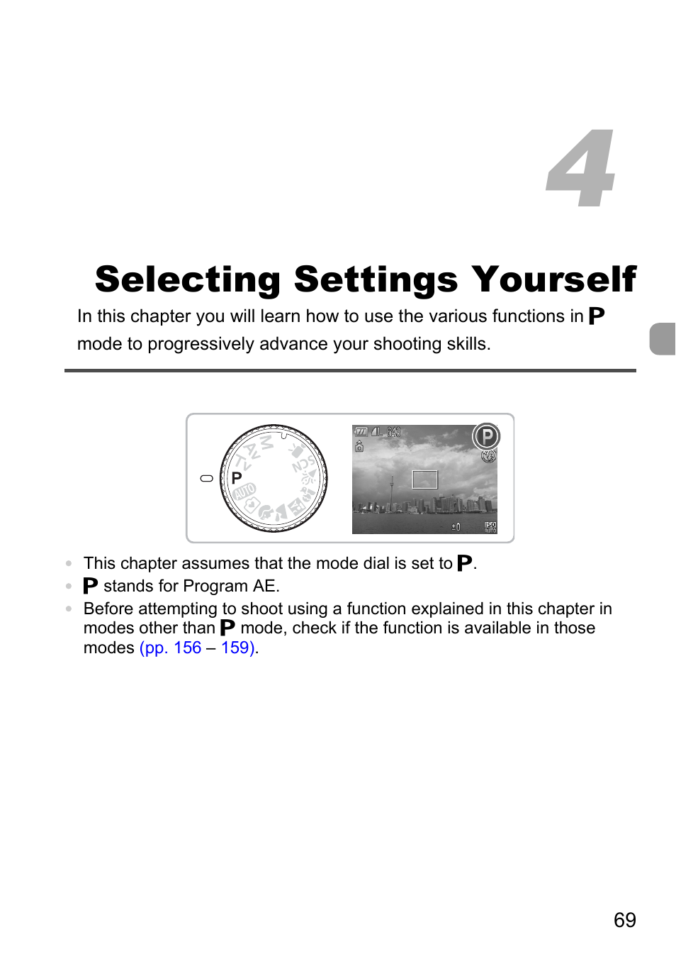 4 selecting settings yourself, Selecting settings yourself | Canon SX200 LS User Manual | Page 69 / 168