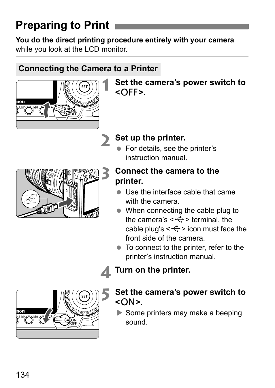 Preparing to print | Canon 40D User Manual | Page 134 / 196