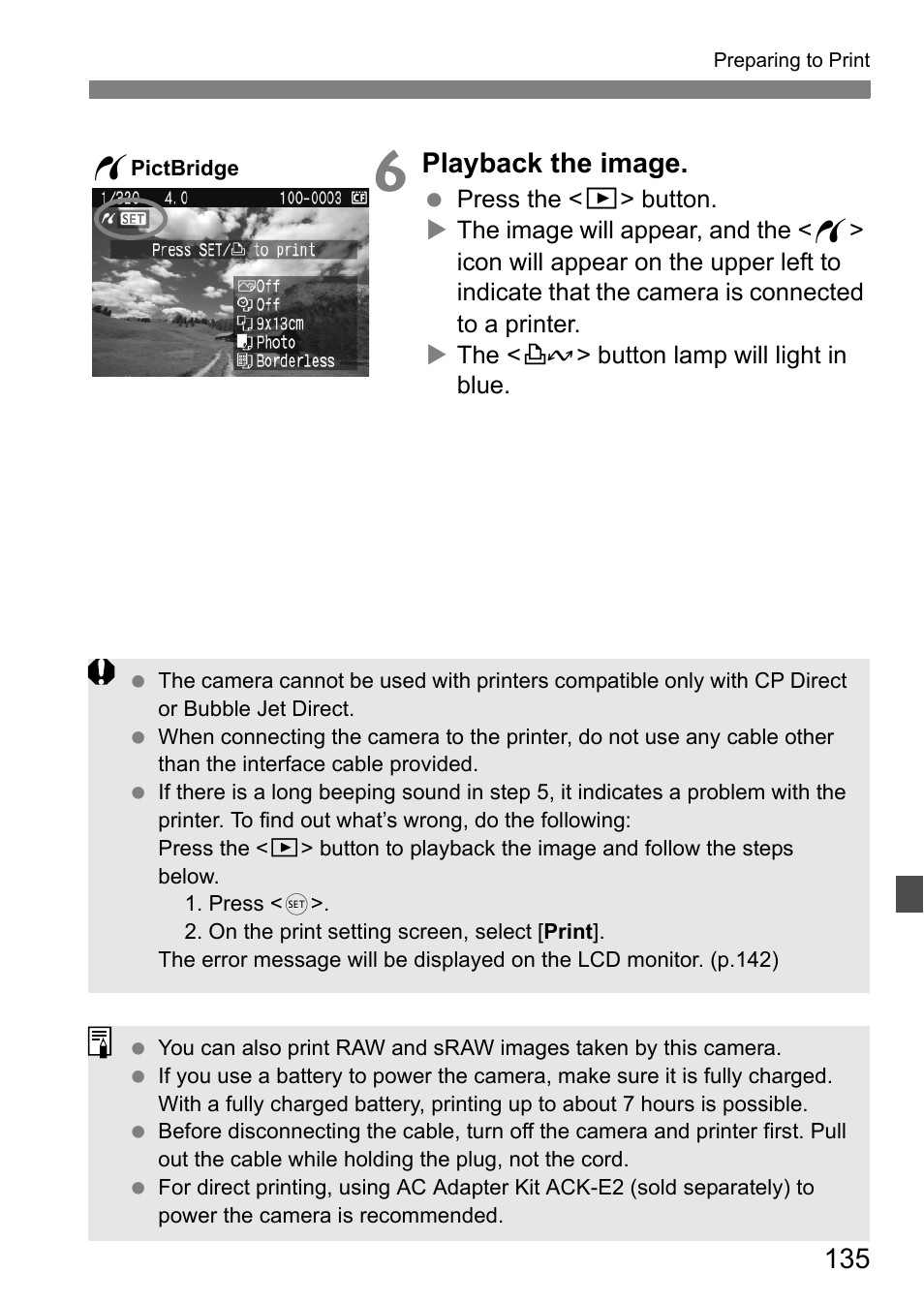 Playback the image | Canon 40D User Manual | Page 135 / 196