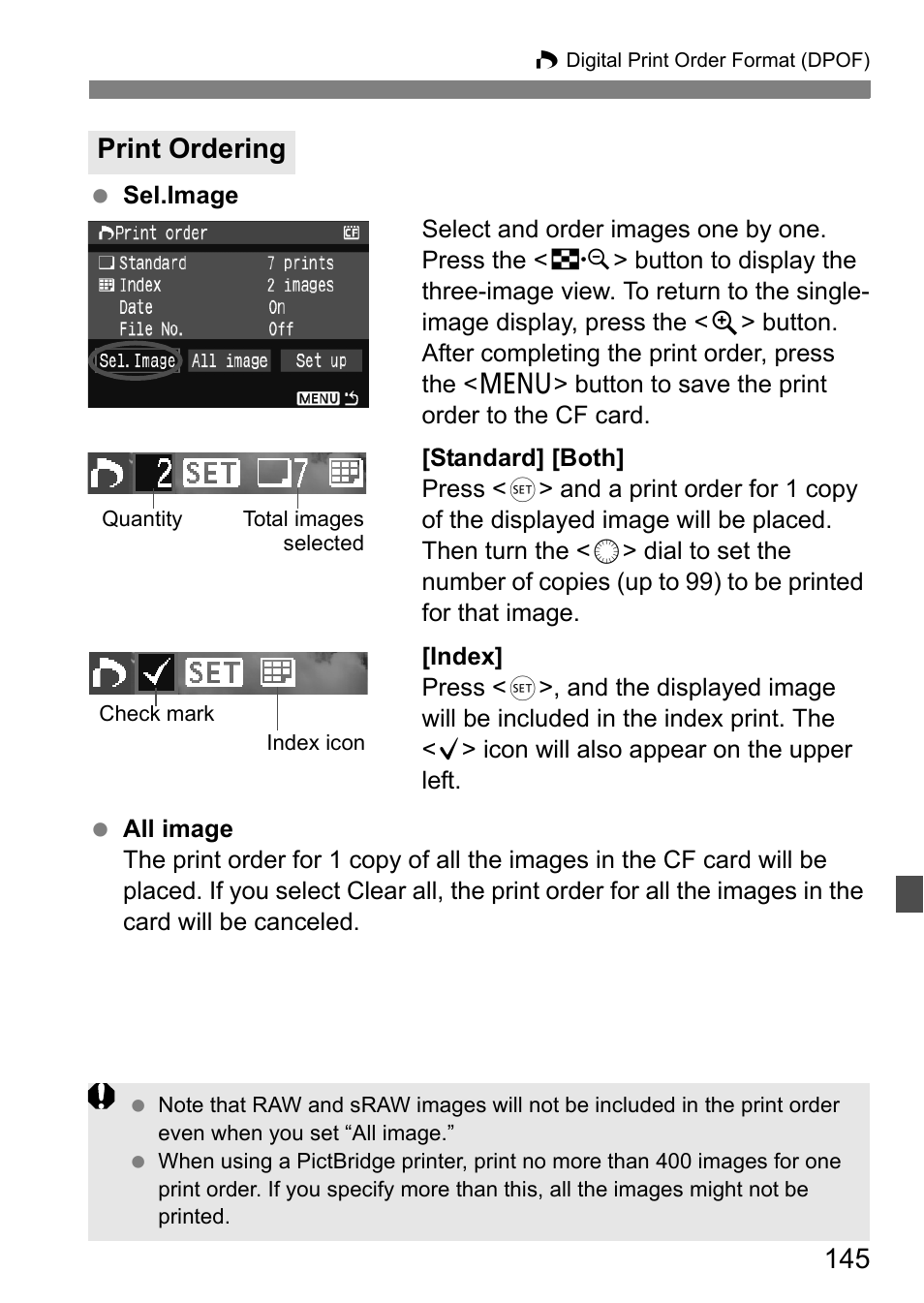 Print ordering | Canon 40D User Manual | Page 145 / 196