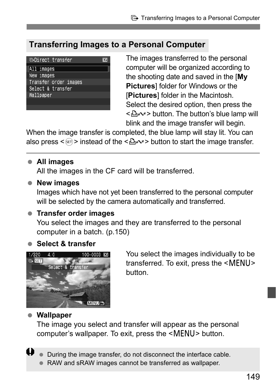 Transferring images to a personal computer | Canon 40D User Manual | Page 149 / 196