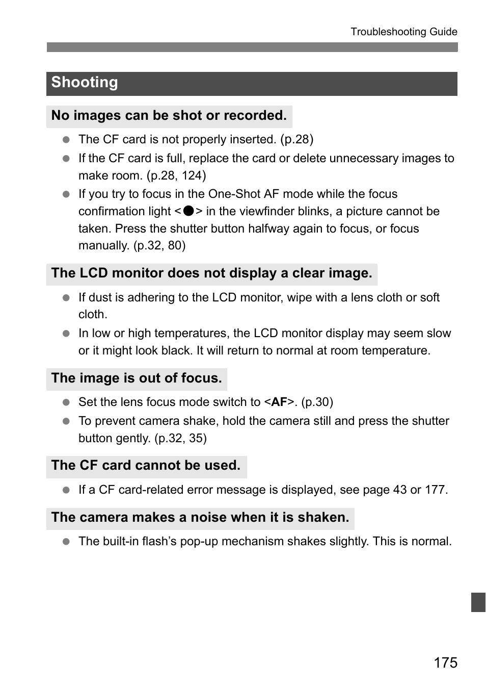 Shooting | Canon 40D User Manual | Page 175 / 196