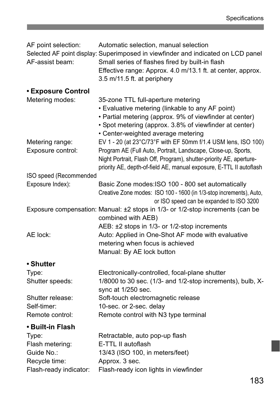 Canon 40D User Manual | Page 183 / 196