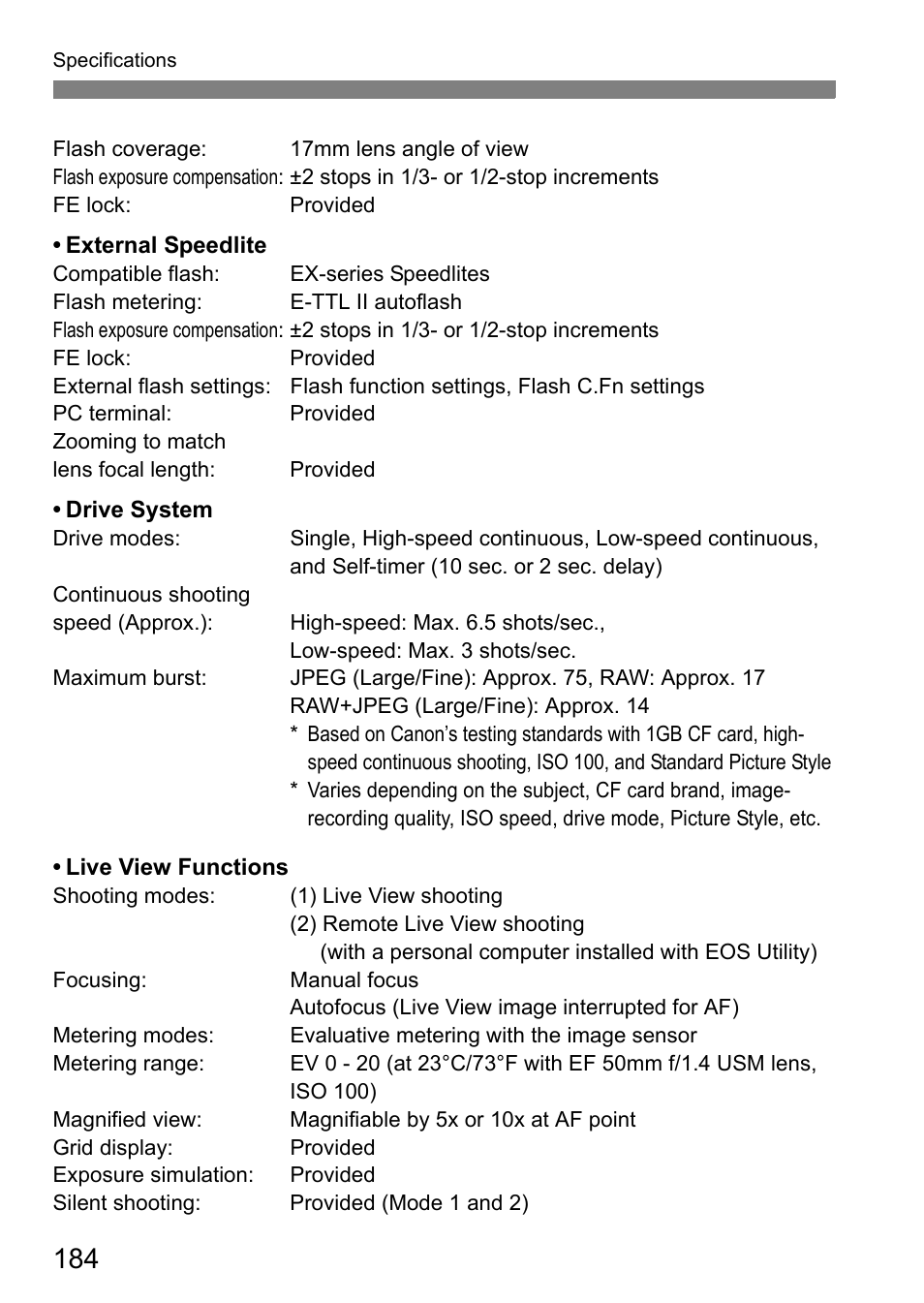 Canon 40D User Manual | Page 184 / 196