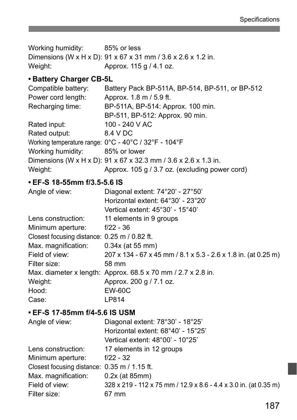Canon 40D User Manual | Page 187 / 196