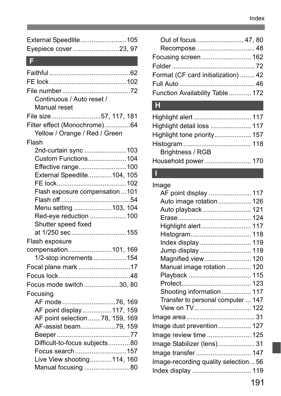 Canon 40D User Manual | Page 191 / 196