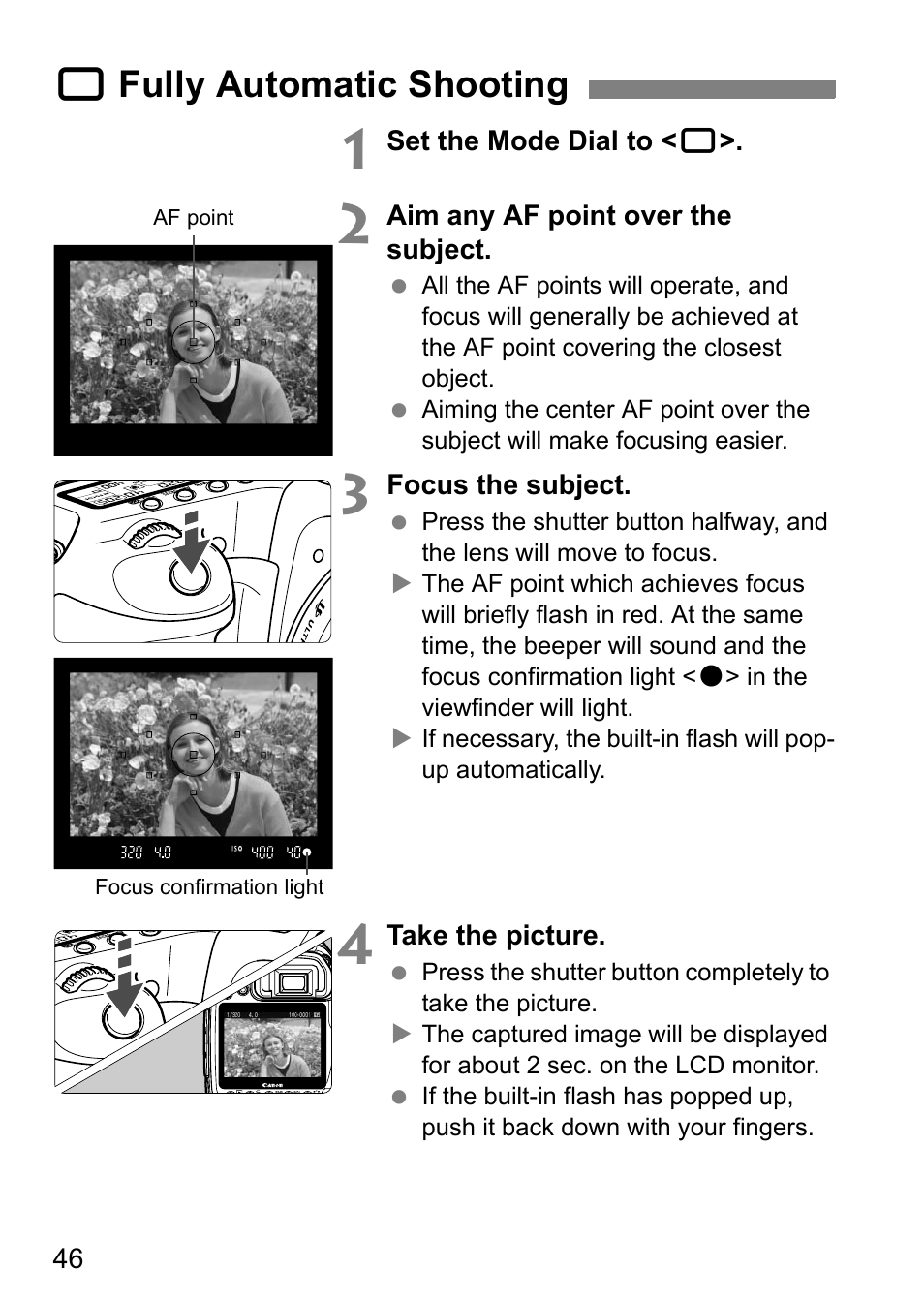 1fully automatic shooting | Canon 40D User Manual | Page 46 / 196