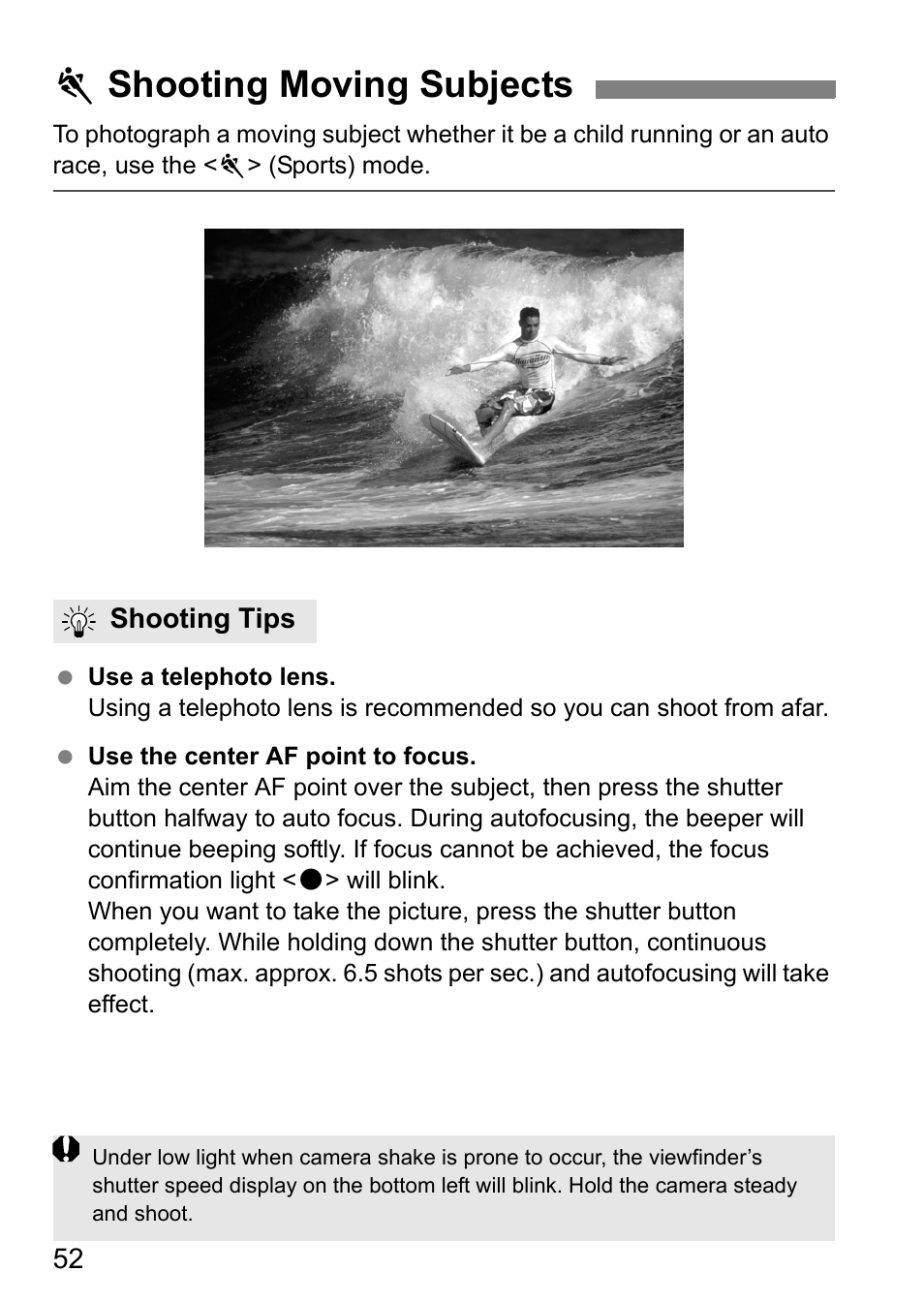5shooting moving subjects | Canon 40D User Manual | Page 52 / 196