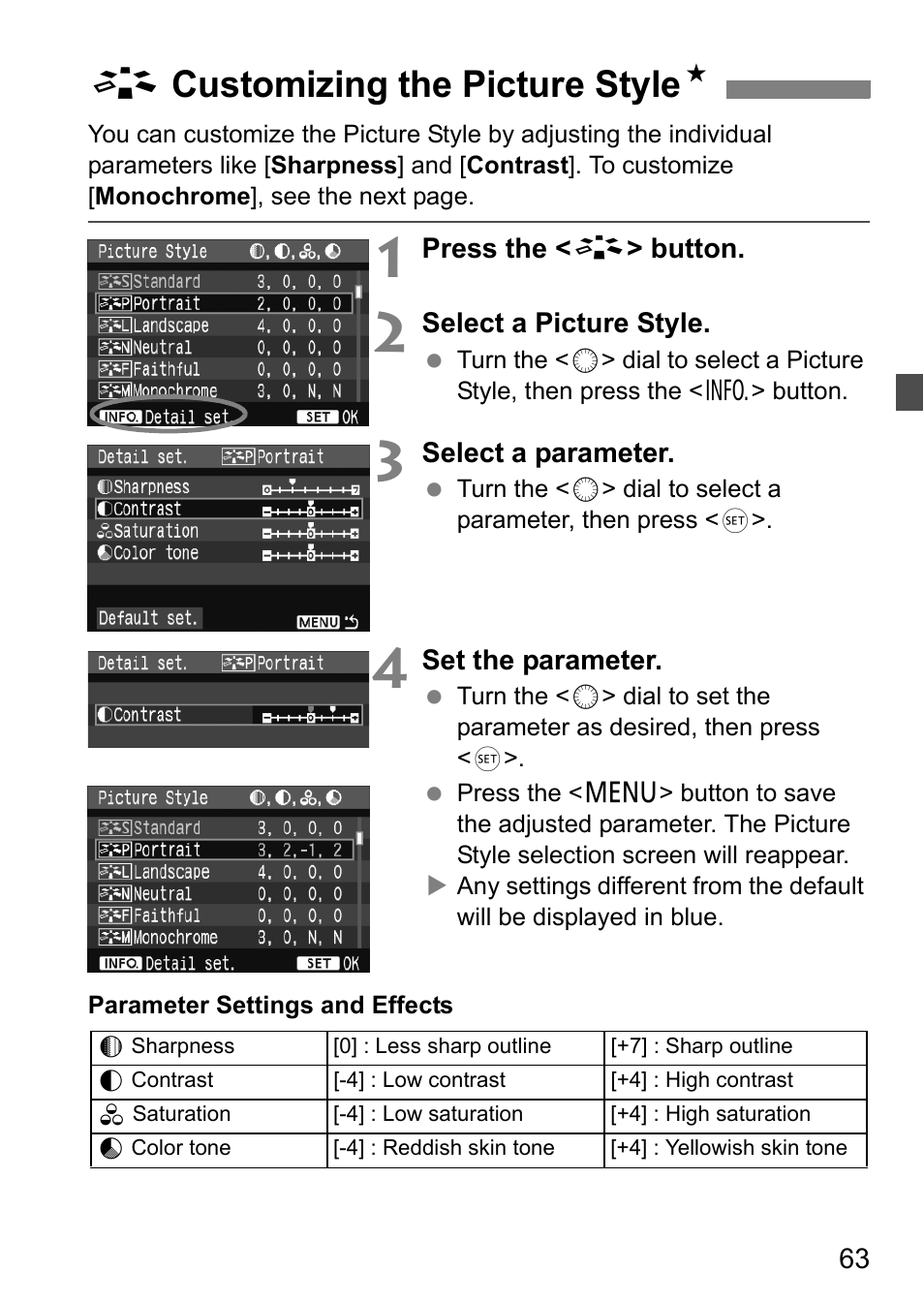 A customizing the picture style n | Canon 40D User Manual | Page 63 / 196