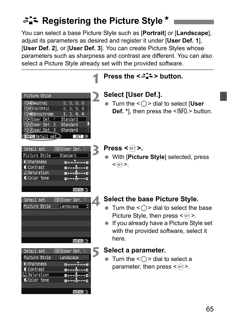 A registering the picture style n | Canon 40D User Manual | Page 65 / 196