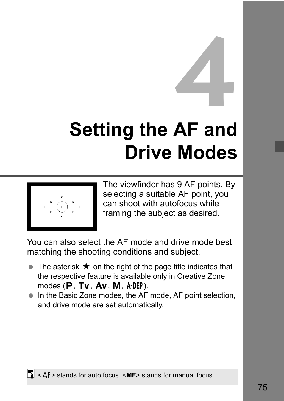 Setting the af and drive modes | Canon 40D User Manual | Page 75 / 196