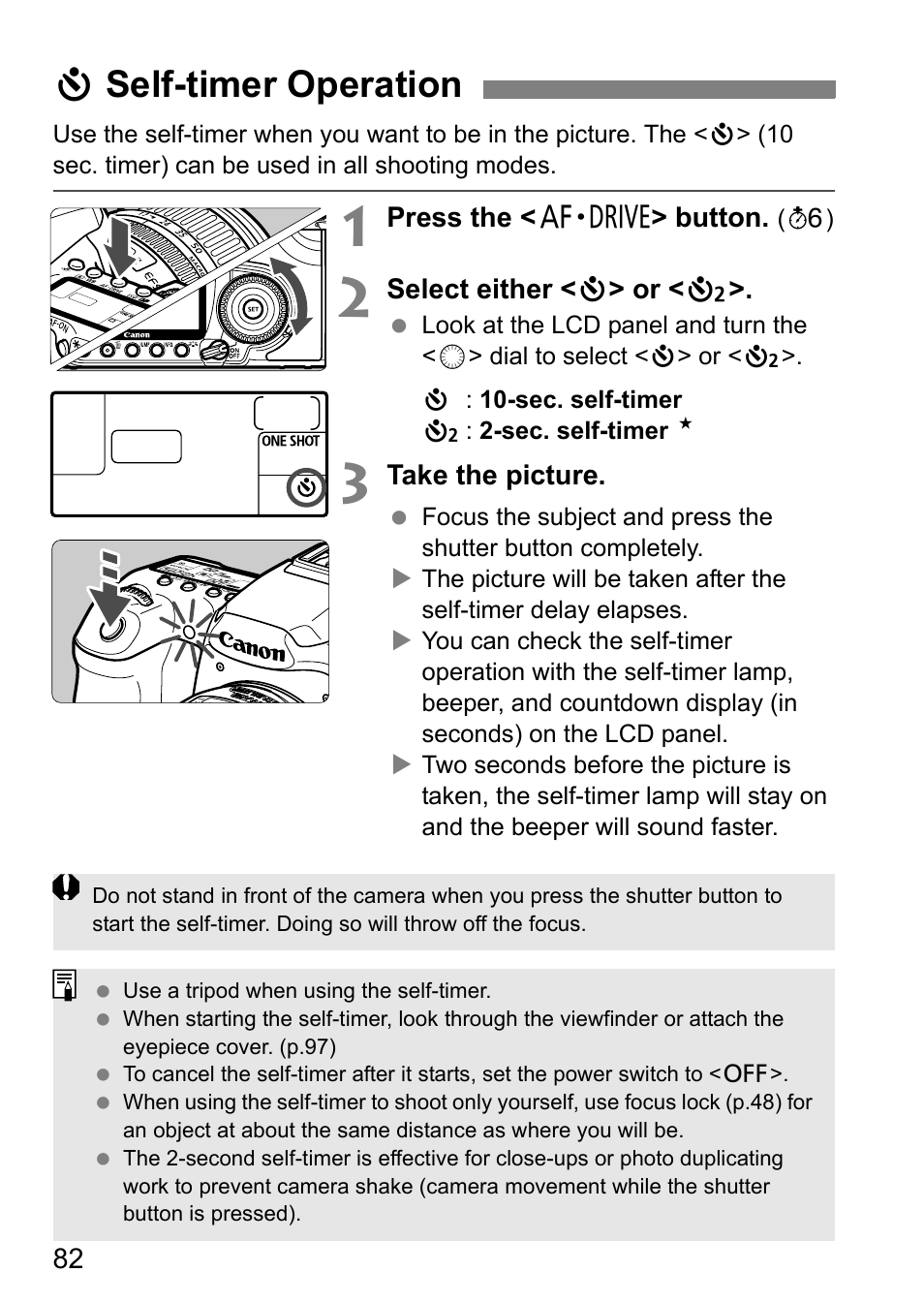 Jself-timer operation | Canon 40D User Manual | Page 82 / 196