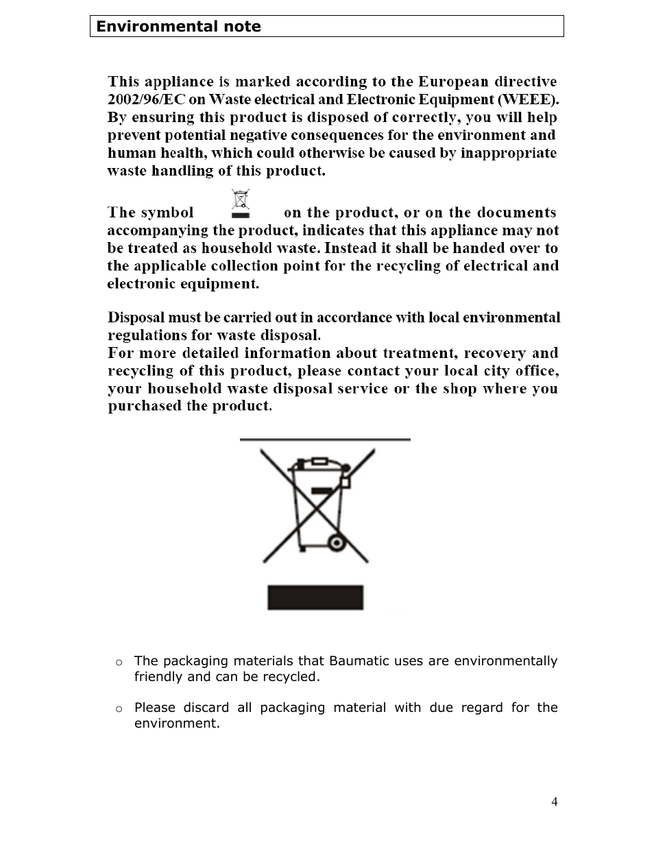 Baumatic WD02SS User Manual | Page 4 / 24