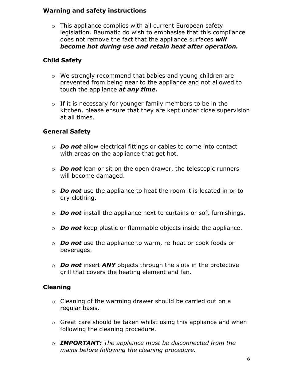 Baumatic WD02SS User Manual | Page 6 / 24