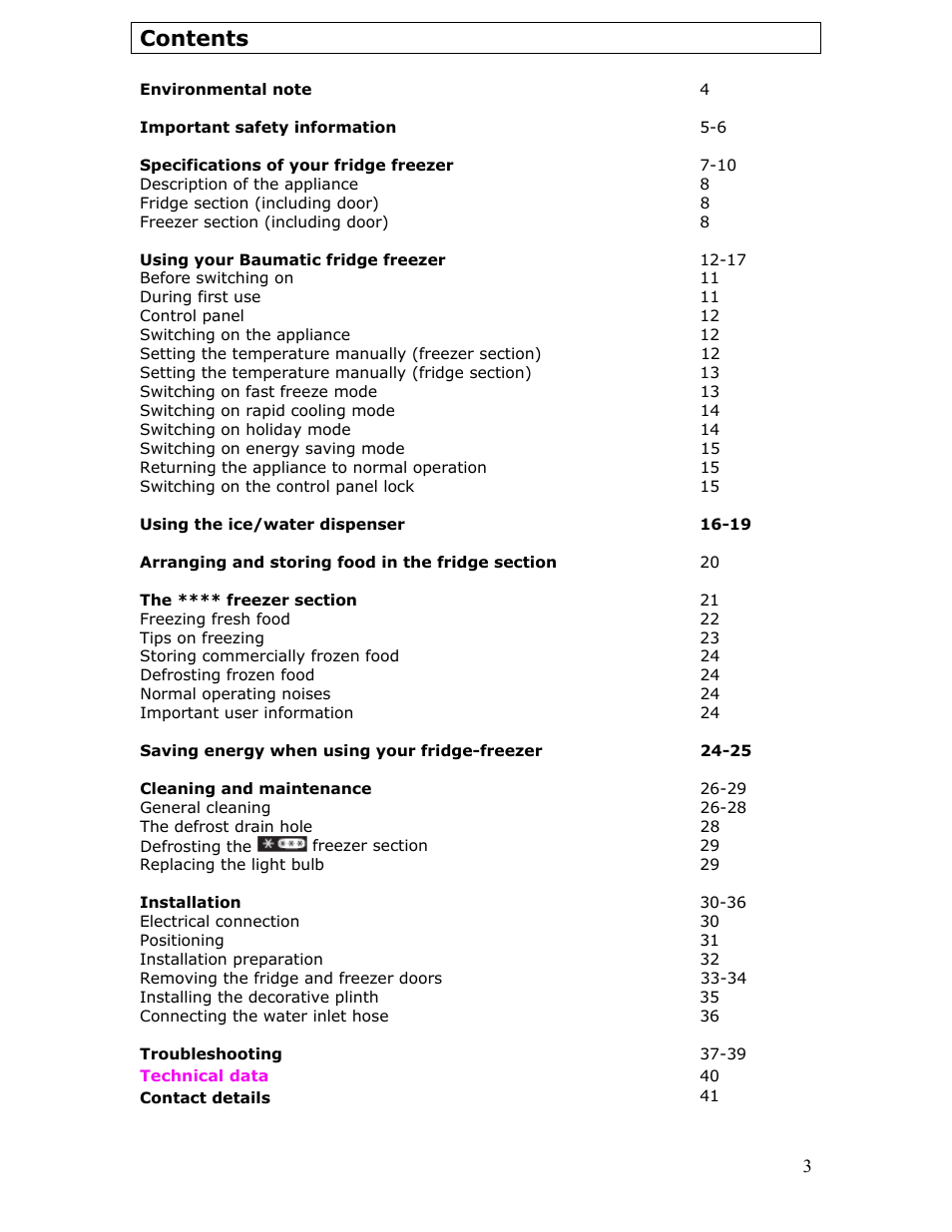 Baumatic B25SE User Manual | Page 4 / 45