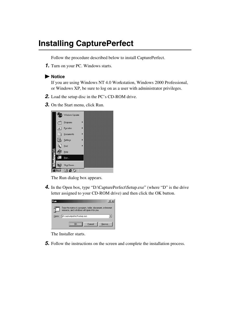 Installing captureperfect | Canon Scanner User Manual | Page 2 / 4