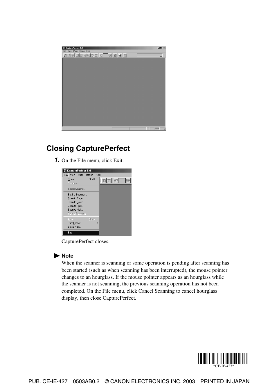 Closing captureperfect | Canon Scanner User Manual | Page 4 / 4