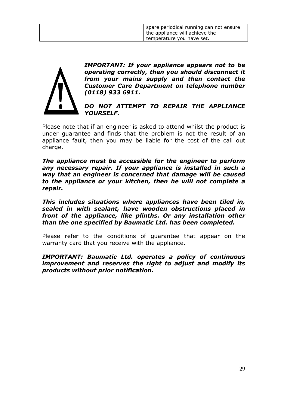 Baumatic BWC455BGL User Manual | Page 29 / 36