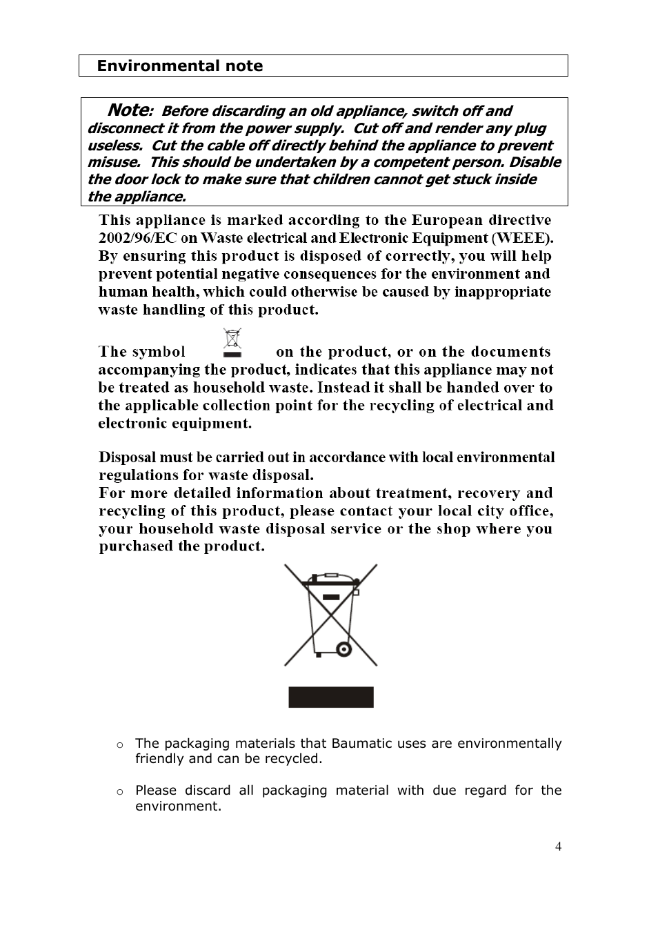 Baumatic BWC455BGL User Manual | Page 4 / 36