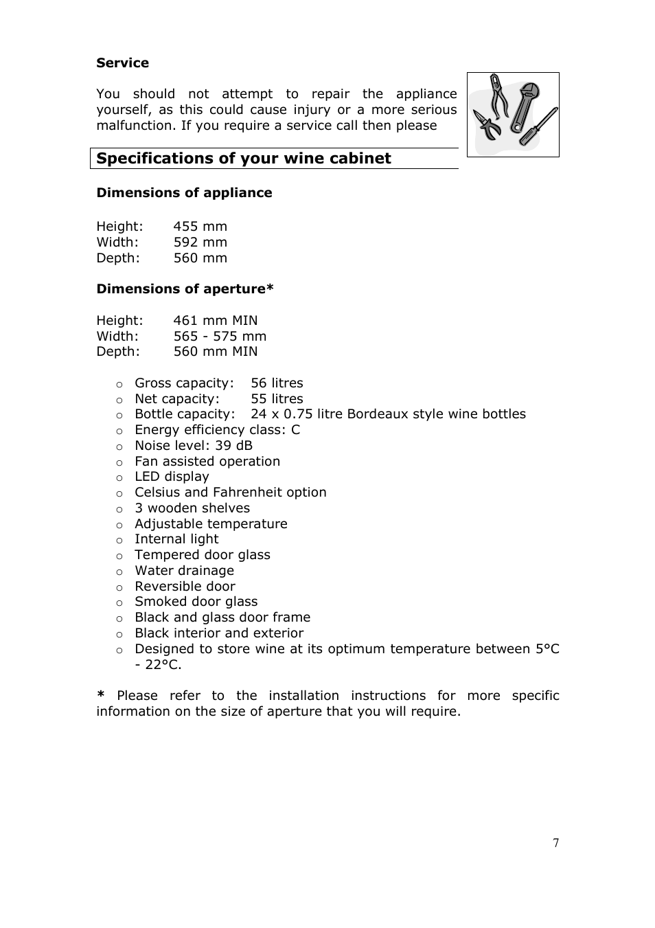 Baumatic BWC455BGL User Manual | Page 7 / 36