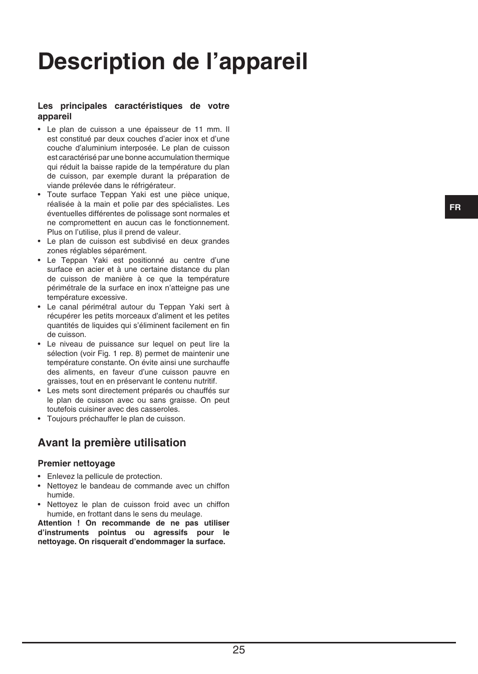 Description de l’appareil, Avant la première utilisation | Baumatic BHTP400SS User Manual | Page 25 / 68