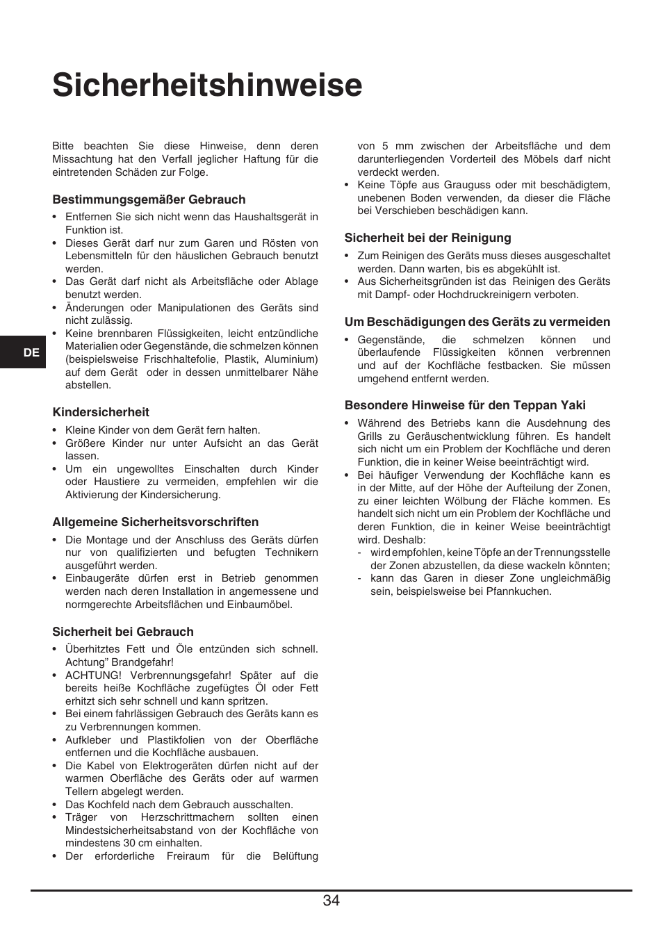 Sicherheitshinweise | Baumatic BHTP400SS User Manual | Page 34 / 68