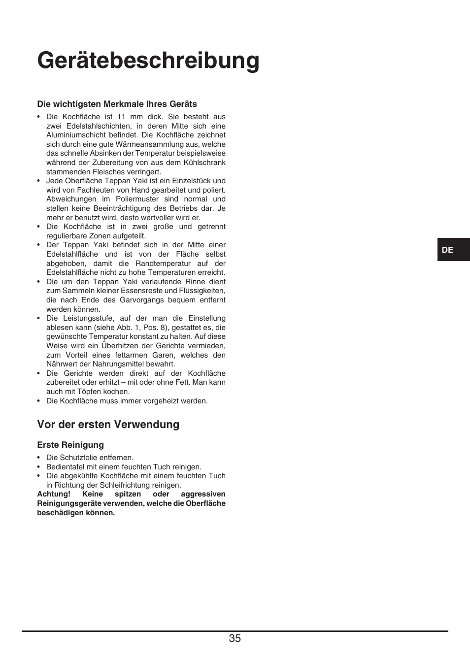 Gerätebeschreibung, Vor der ersten verwendung | Baumatic BHTP400SS User Manual | Page 35 / 68