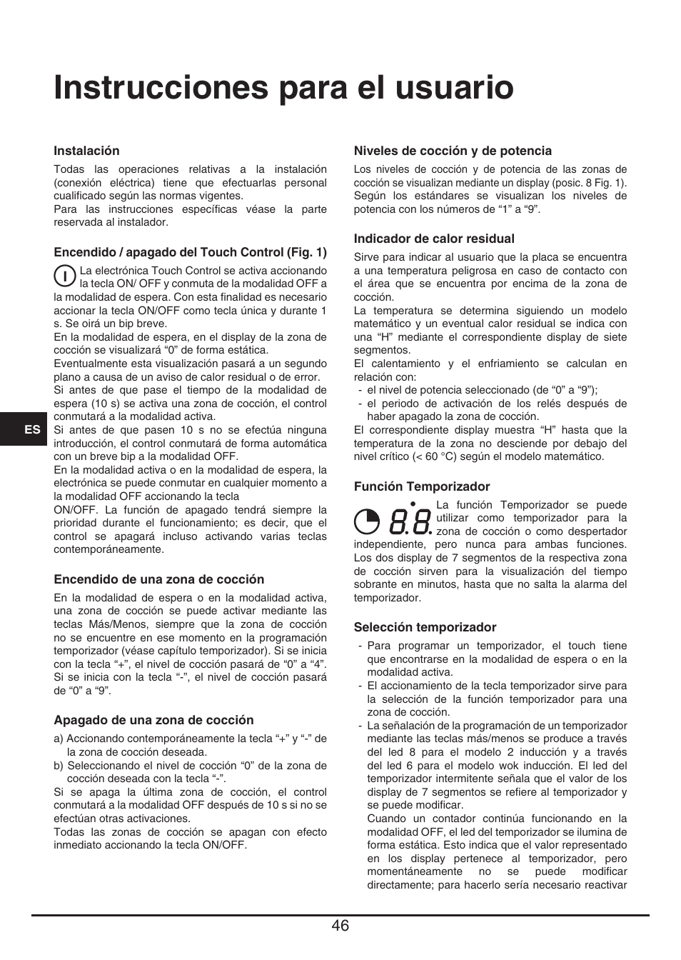 Instrucciones para el usuario | Baumatic BHTP400SS User Manual | Page 46 / 68