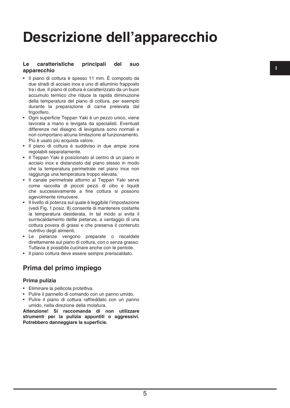 Descrizione dell’apparecchio, Prima del primo impiego | Baumatic BHTP400SS User Manual | Page 5 / 68