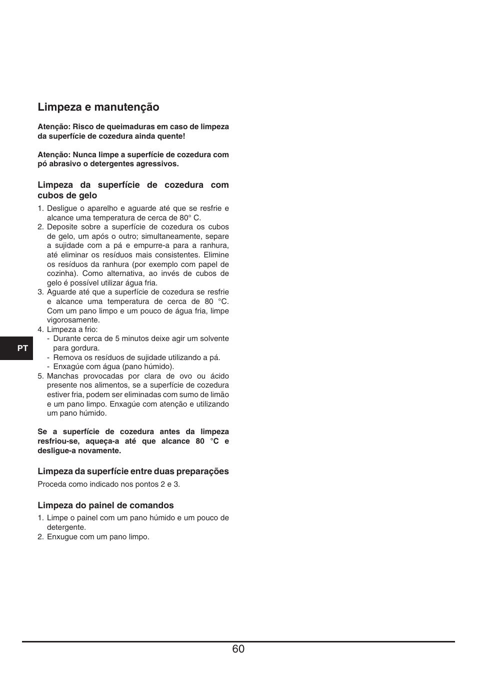Limpeza e manutenção | Baumatic BHTP400SS User Manual | Page 60 / 68