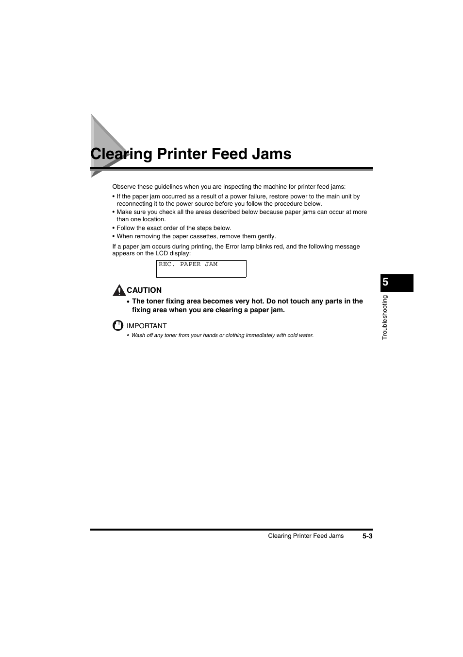 Clearing printer feed jams, Clearing printer feed jams -3, Locating a paper jam -4 | Canon FAX-L2000IP  EN User Manual | Page 101 / 108