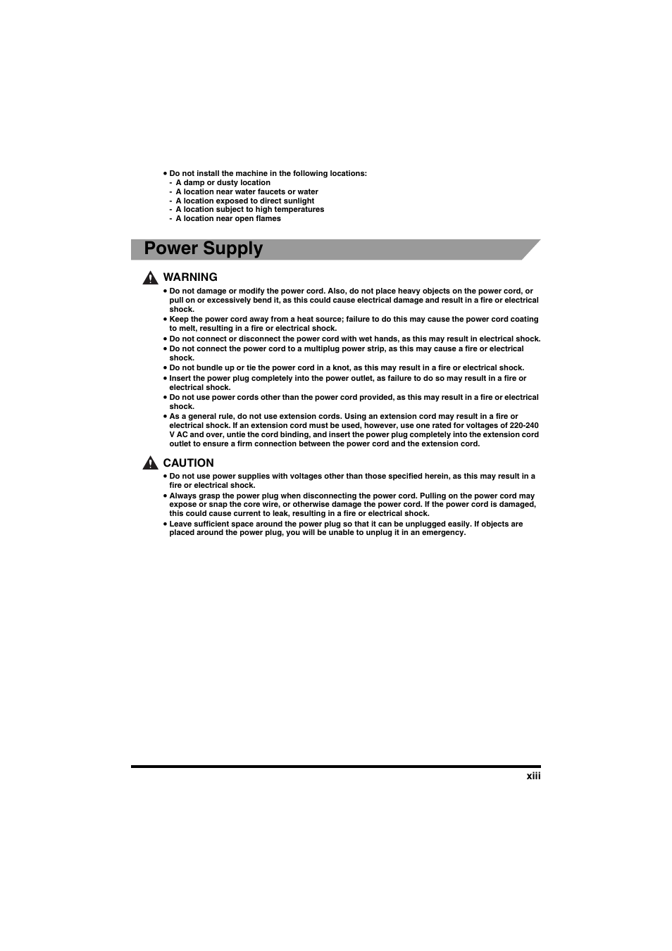Power supply | Canon FAX-L2000IP  EN User Manual | Page 13 / 108