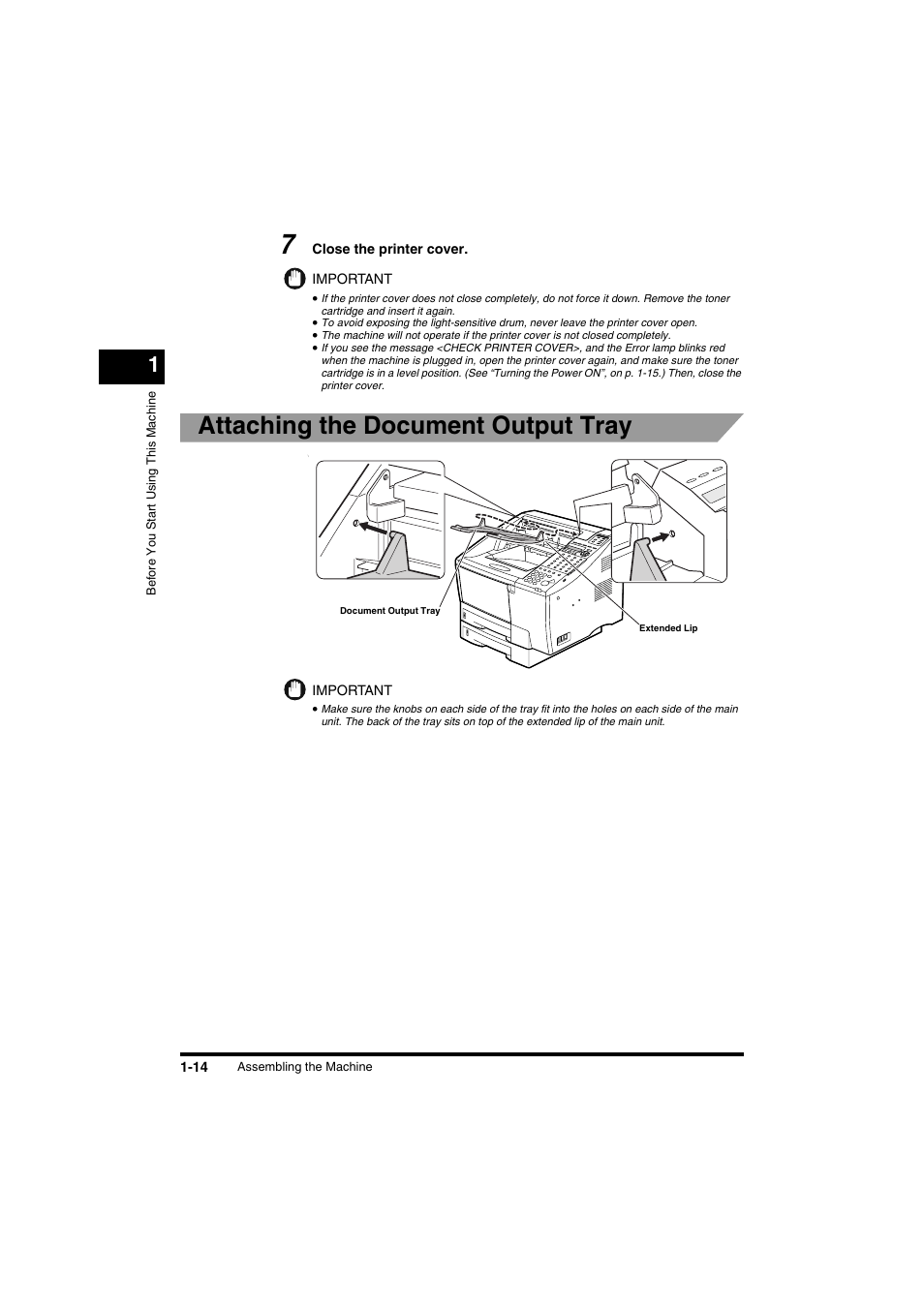 Attaching the document output tray | Canon FAX-L2000IP  EN User Manual | Page 30 / 108
