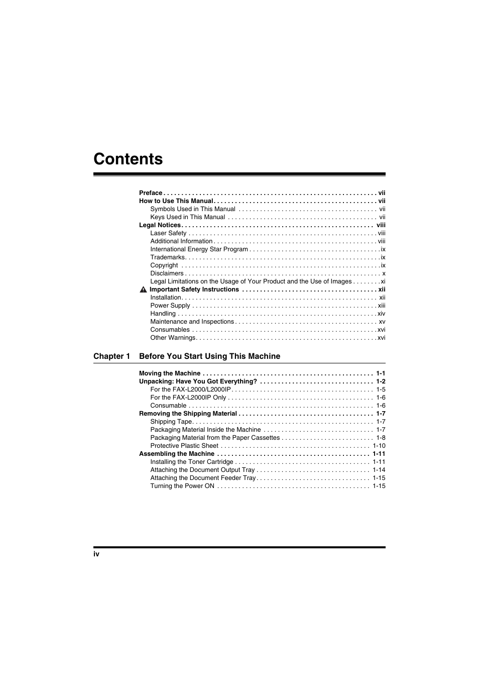 Canon FAX-L2000IP  EN User Manual | Page 4 / 108