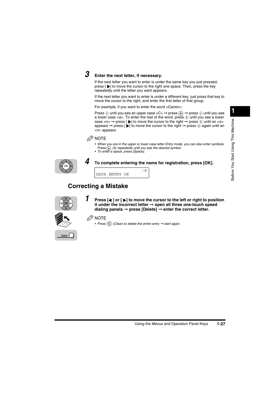Correcting a mistake | Canon FAX-L2000IP  EN User Manual | Page 43 / 108
