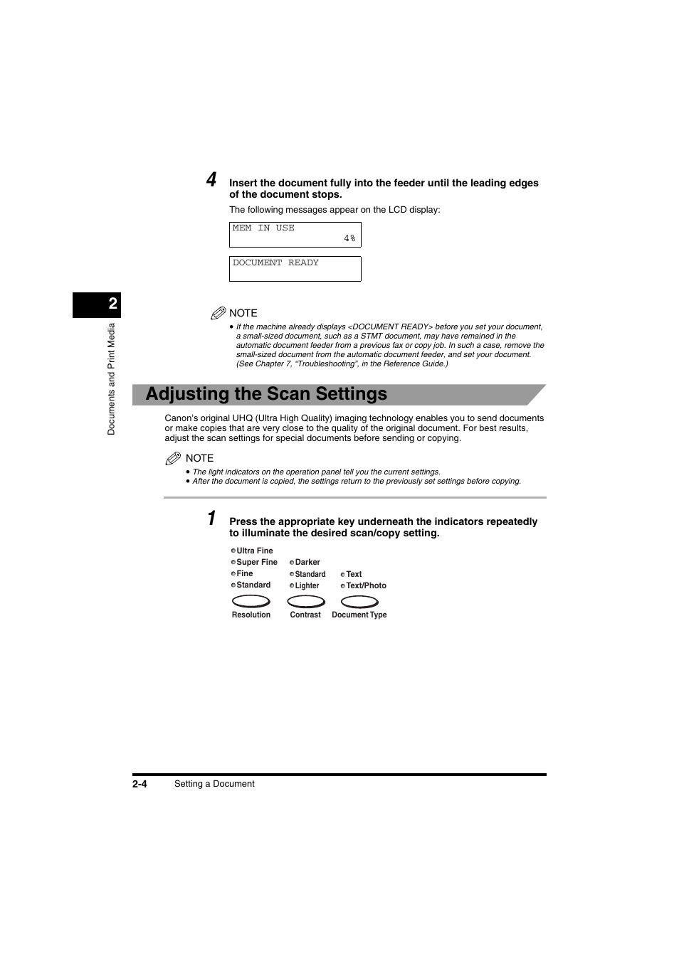Adjusting the scan settings | Canon FAX-L2000IP  EN User Manual | Page 50 / 108
