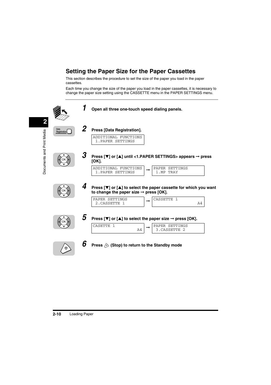 Setting the paper size for the paper cassettes | Canon FAX-L2000IP  EN User Manual | Page 56 / 108