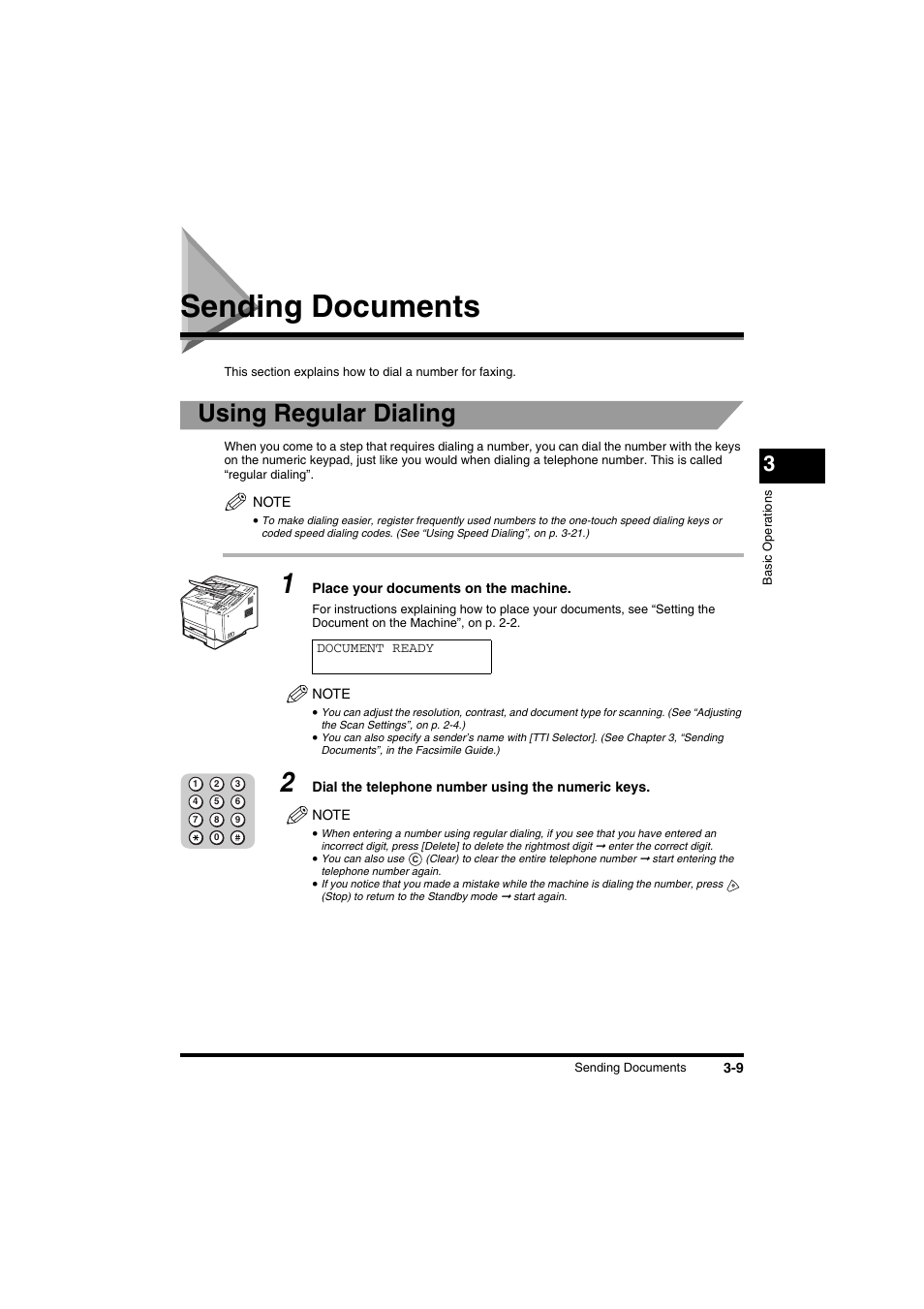 Sending documents, Sending documents -9, Using regular dialing -9 | Using regular dialing | Canon FAX-L2000IP  EN User Manual | Page 65 / 108