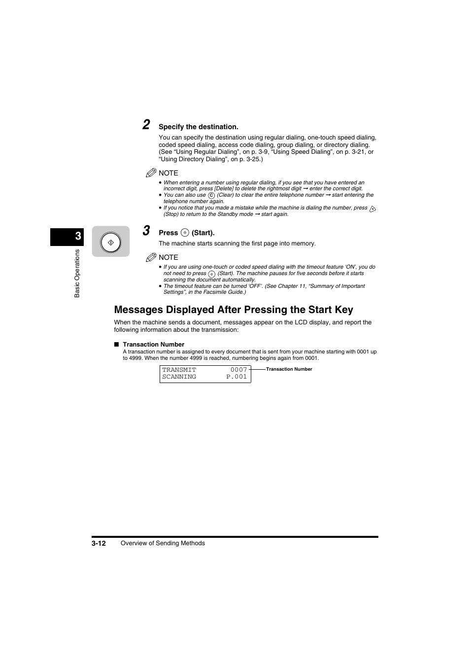 Messages displayed after pressing the start key | Canon FAX-L2000IP  EN User Manual | Page 68 / 108