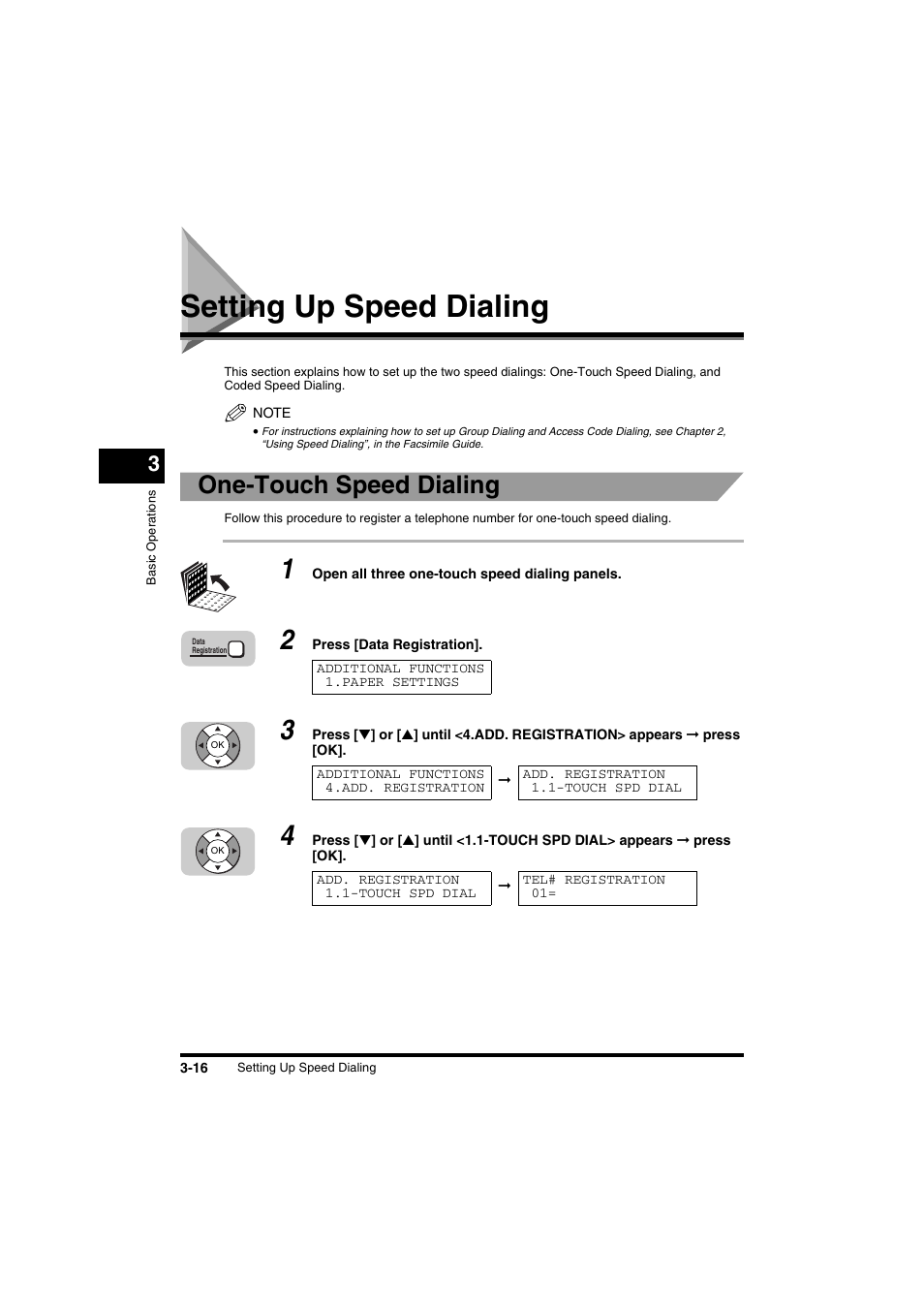 Setting up speed dialing, Setting up speed dialing -16, One-touch speed dialing | Canon FAX-L2000IP  EN User Manual | Page 72 / 108