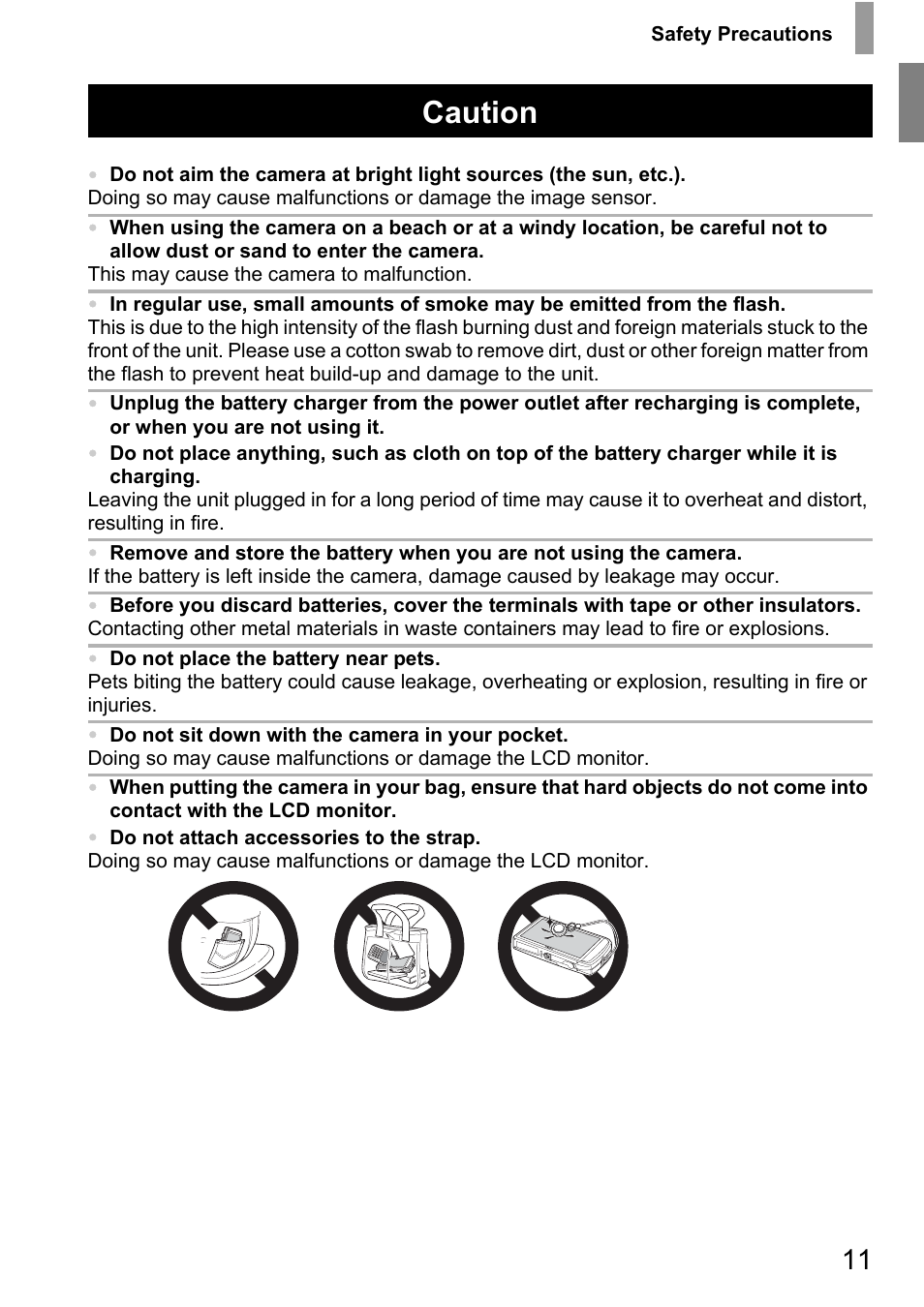 Caution | Canon 210 User Manual | Page 11 / 176