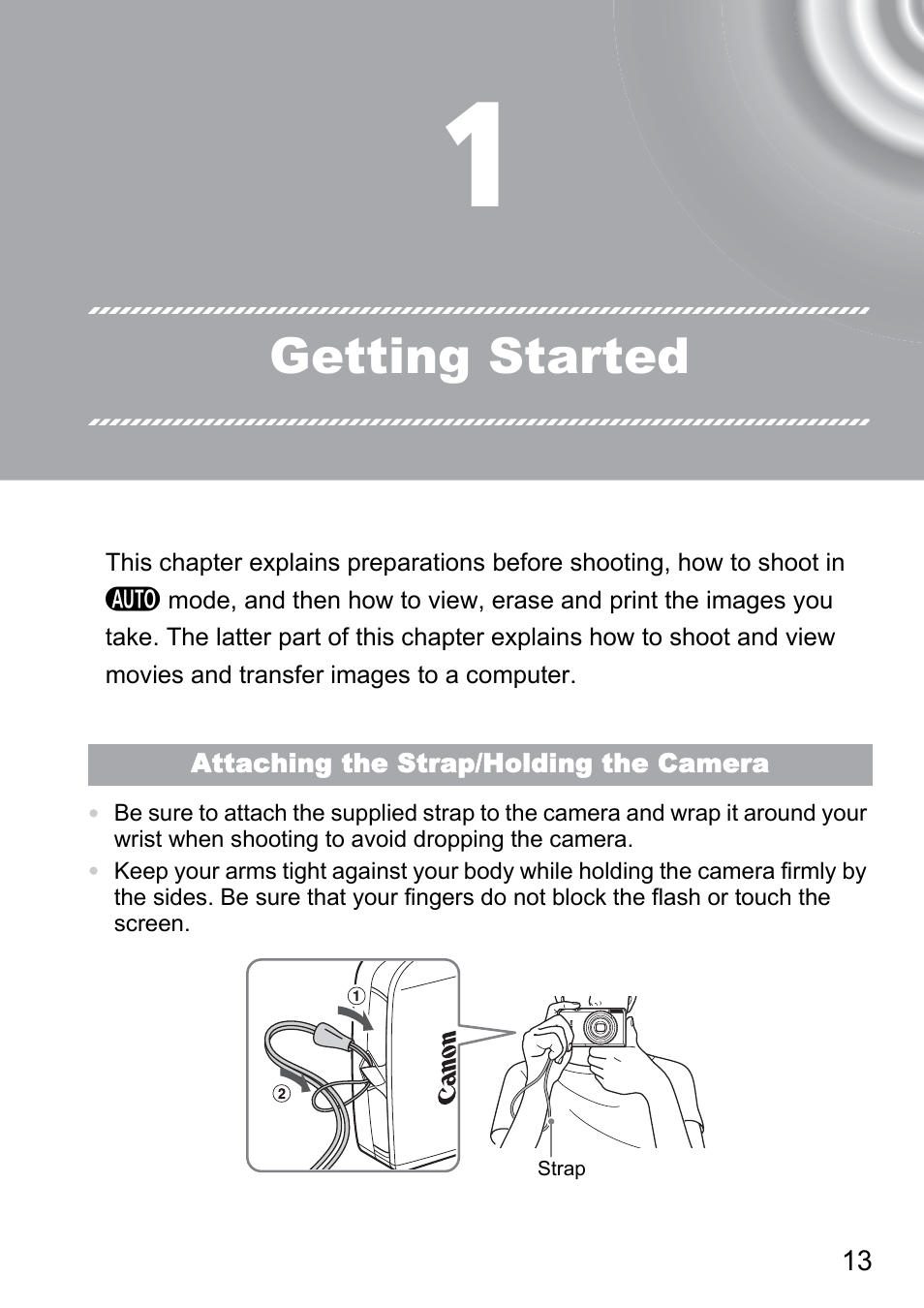 1 getting started, Getting started | Canon 210 User Manual | Page 13 / 176