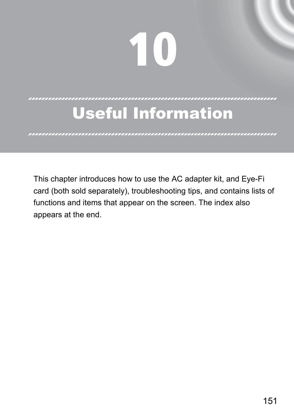 10 useful information | Canon 210 User Manual | Page 151 / 176