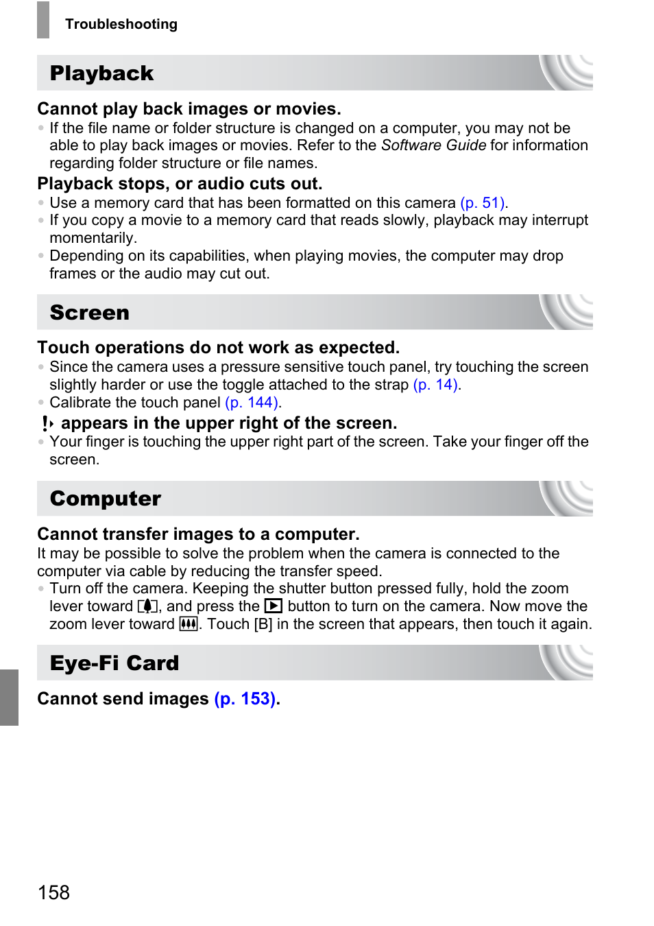 Playback, Screen, Computer | Eye-fi card | Canon 210 User Manual | Page 158 / 176