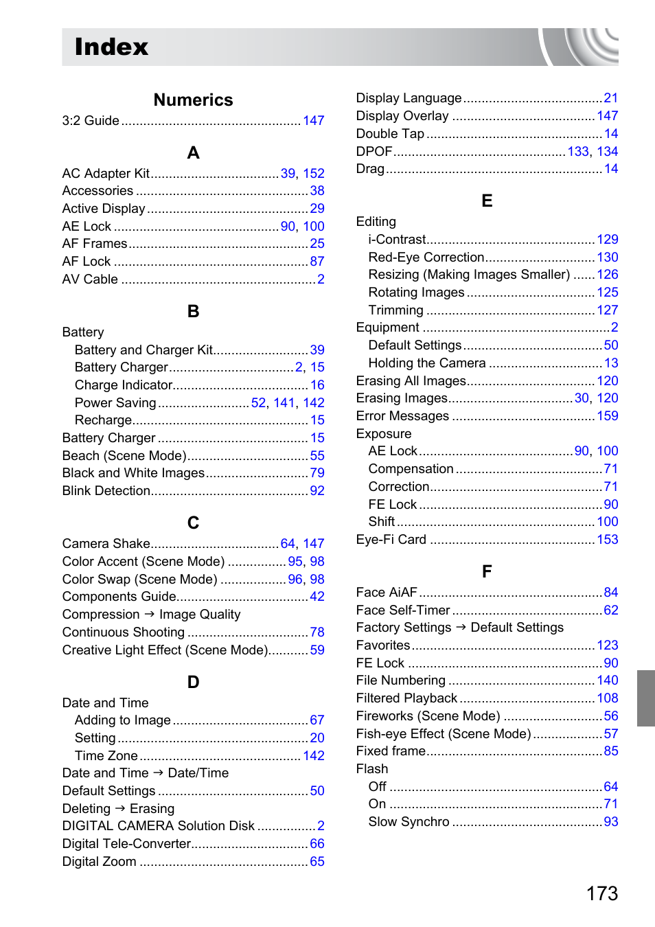 Index, Numerics | Canon 210 User Manual | Page 173 / 176