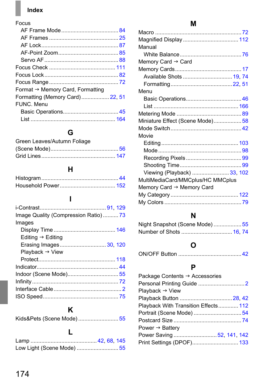 Canon 210 User Manual | Page 174 / 176