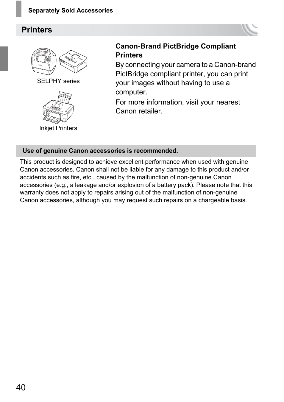 Printers | Canon 210 User Manual | Page 40 / 176